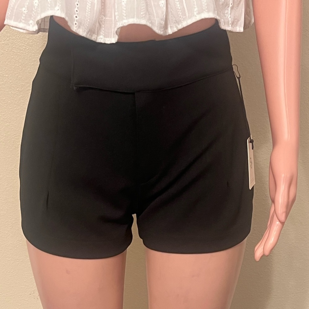 Black Trouser High-Waisted Shorts. Size 25.